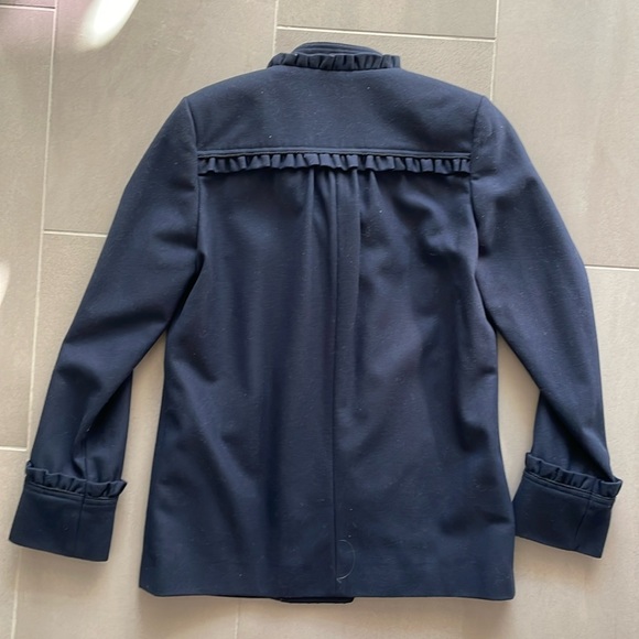 French Connection wool navy coat/jacket with black piping - Picture 8 of 17